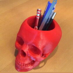 3d printed skull pen and pencil holder